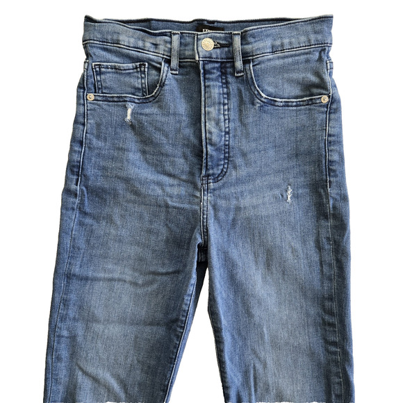 Express Jeans Womens 6 Super High Rise Slim Straight Distressed Stretch Denim - Picture 3 of 13